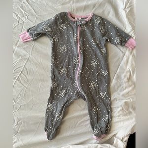 Gerber gray and pink cotton footed onesie in excellent condition